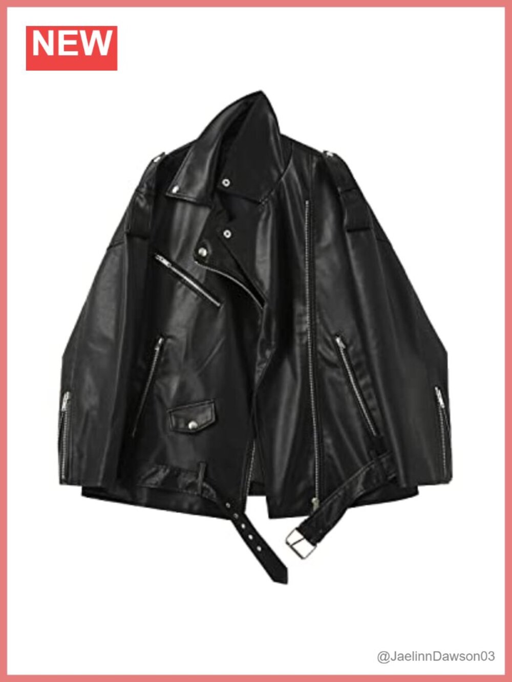 Faux Leather Jacket Lapel Collar Motorcycle Zip Up Biker Coat